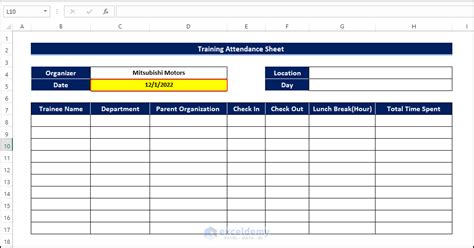How To Create Training Attendance Sheet In Excel Exceldemy