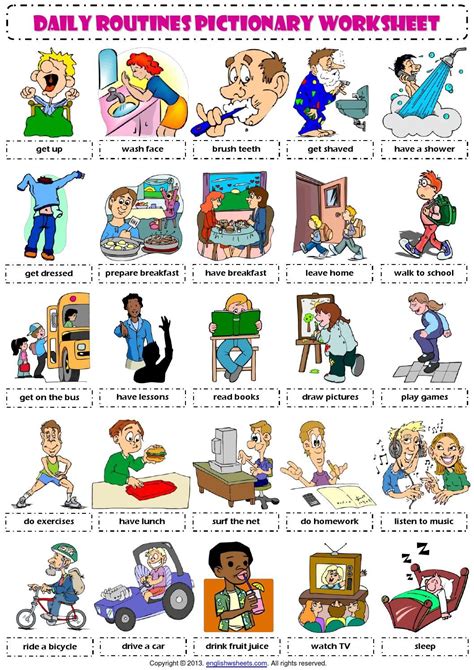 English Vocabulary Daily Routines Daily Routines Vocabulary And