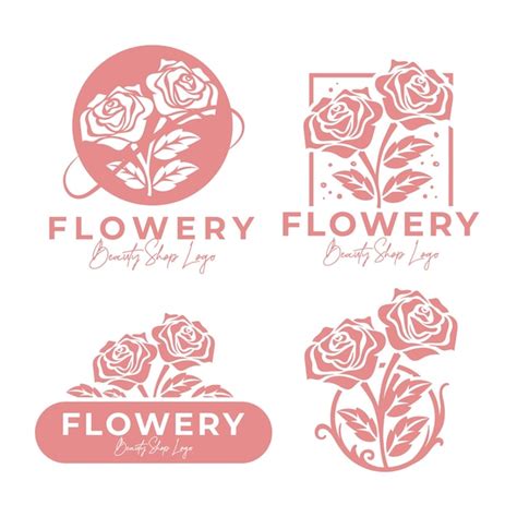 Premium Vector Set Rose Flower Feminine Beauty Logo Template