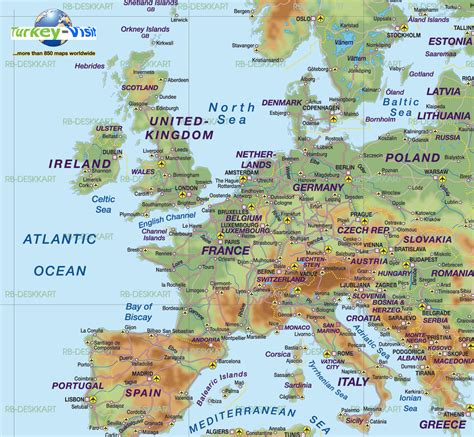 Europe Map With Physical Features Map