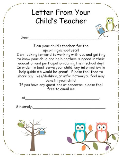 Sample Letter To Teacher Introducing Your Child