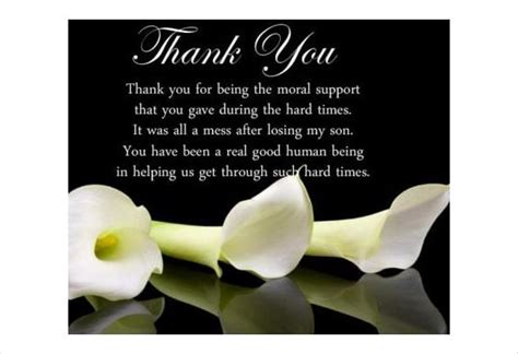 Funeral Thank You Cards Word Pages Pdf Printable Funeral Thank You