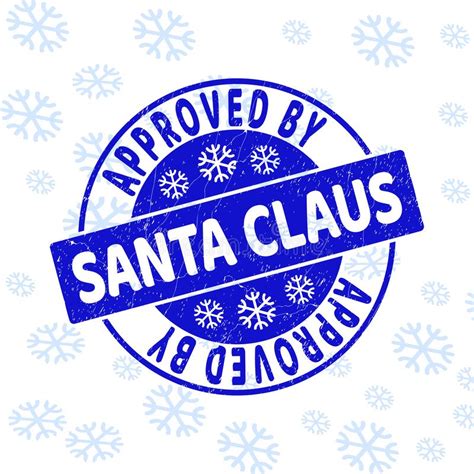Approved By Santa Claus Scratched Round Stamp Seal For Christmas Stock