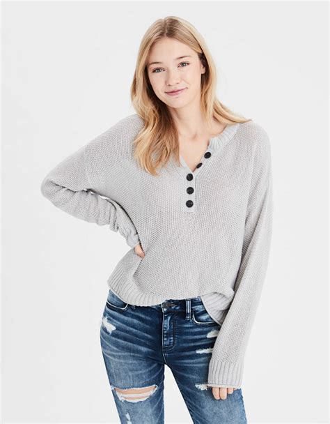Ae Slouchy Henley Sweater Henley Sweater Clothes For Women Mens Outfitters
