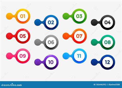 Stylish Number Bullet Points In Circular Style Stock Vector