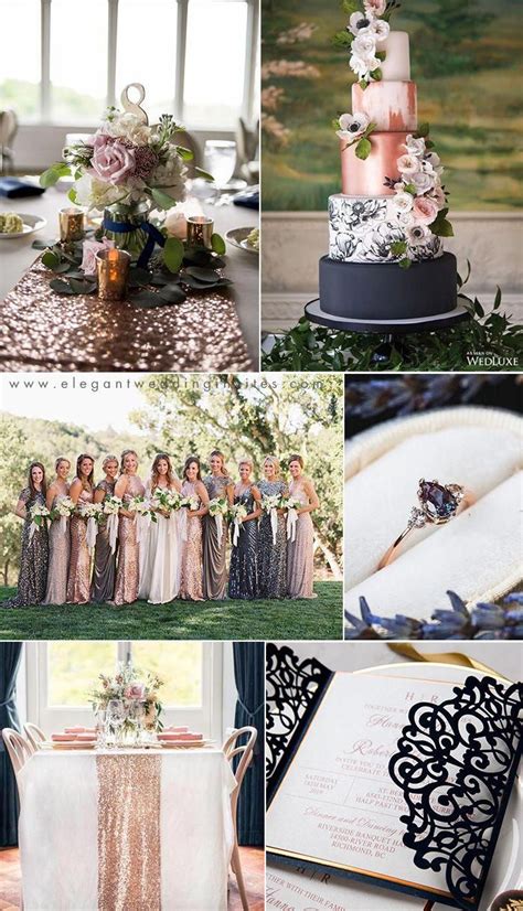 Rose Gold And Dark Navy Classic Wedding Color Inspiration