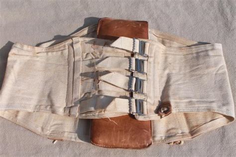 Antique Vintage Cotton Corset Girdle W Leather Back Brace Adjustable