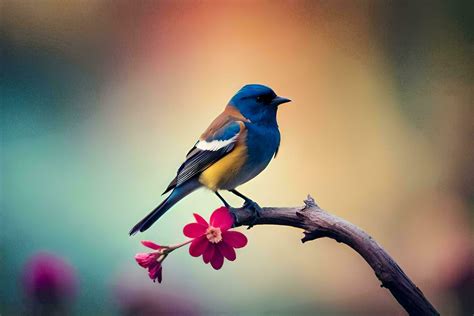A Blue And Yellow Bird Sitting On A Branch Ai Generated 34273036 Stock