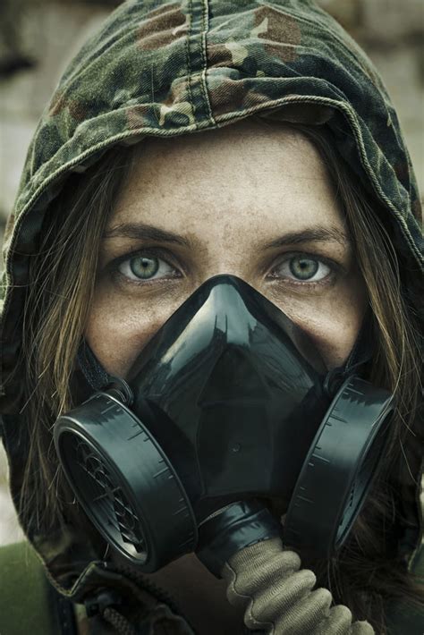 Post Apocalypse Female Survivor In Gas Mask Poster Print By Oleg