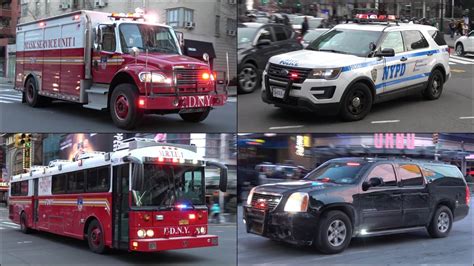 Compilation Fdny Fire Trucks Nypd Police Cars Ems And Emergency