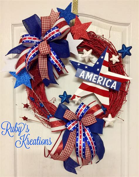 Patriotic Wreath Fourth Of July Wreath Red White And Blue Wreath