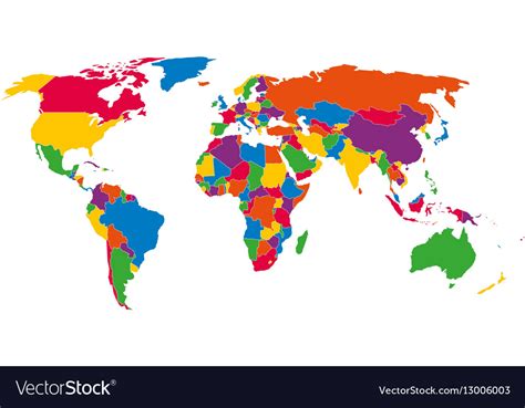 Color World Map Political Map Royalty Free Vector Image Images