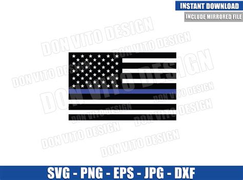 Thin Blue Line American Flag Svg Png Files Cricut Best Design