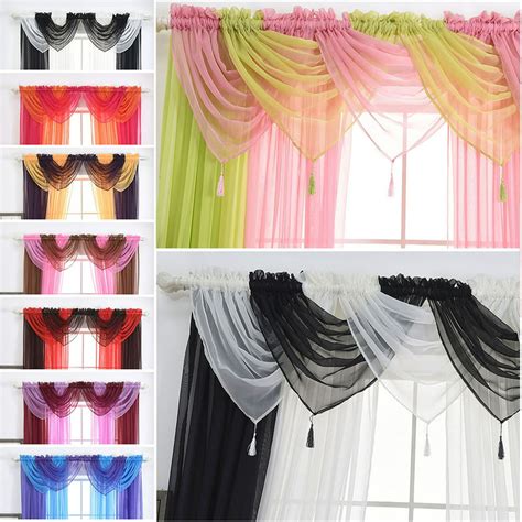 15 Color Voile Swag Swags Swags With Tassle Decorative Net Curtain