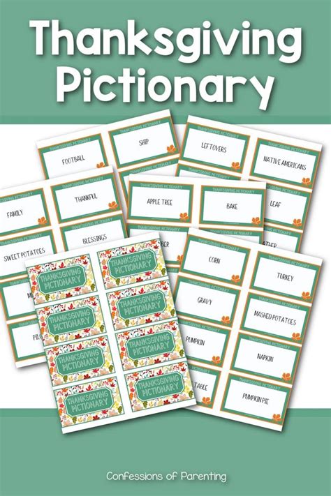 Thanksgiving Pictionary Printable Pictionary Pictionary Words Good