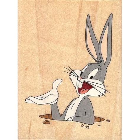Looney Tunes Large Bugs Bunny Rabbit Hole Wood Mounted Rubber Stamp