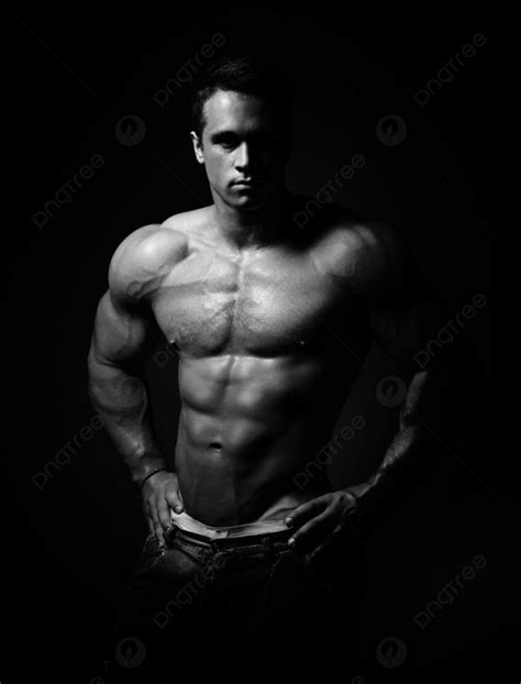 Bodybuilder Posing Handsome Power Athletic Guy Male Fitness Muscular