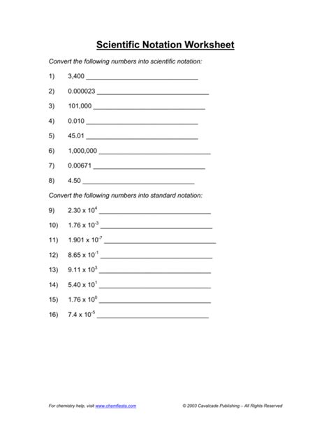 Scientific Notation Worksheet Answers — Db