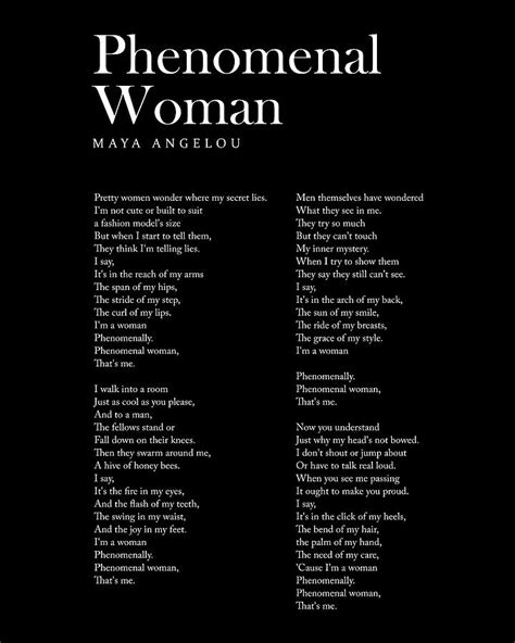 Phenomenal Woman Maya Angelou Poem Literature Typography 2