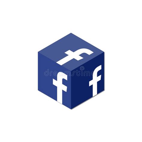 Facebook Logo Icon In 3d Isometric Cube Shape Facebook Social Media 3d