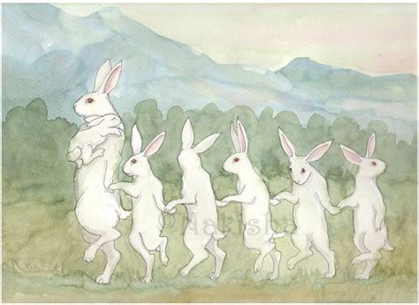 Original Watercolor Rabbit Painting Bunny Train Bunny Rabbit Art