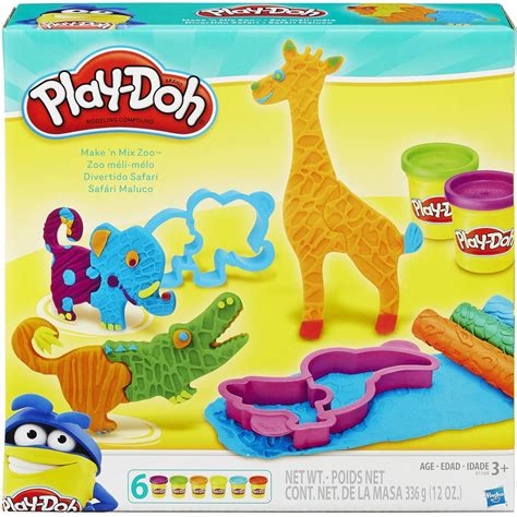 Play Doh Make N Mix Zoo Animal Set With 4 Cans Of Play Doh And 10 Tools