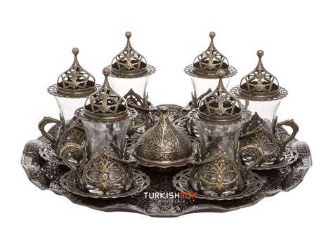 Turkish Tea Set With Decorative Tray Hurrem Turkishbox Wholesale