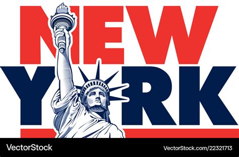 New York City And Statue Of Liberty Usa Symbol Vector Image