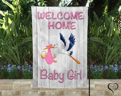 Welcome Home Baby Boy Girl Garden Flag Newborn Sign Newborn Etsy