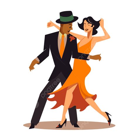 Tango Clipart Cartoon Homem E Mulher Dançando Foxtrot Latino Vetor Png