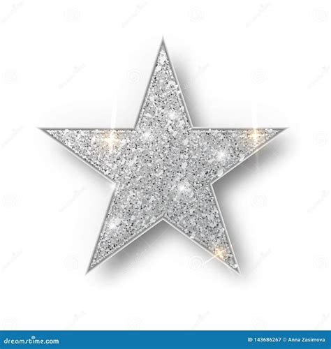 Silver Glitter Star Vector Isolated Silver Sparkle Luxury Design