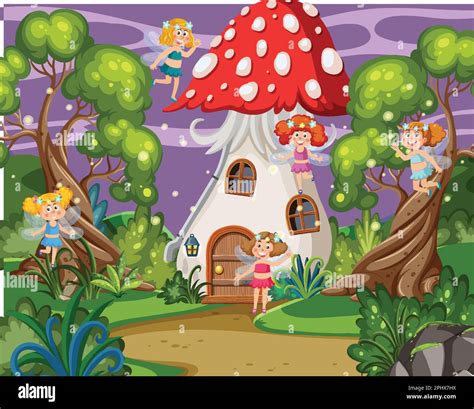 Fairies In Fairy Tales Forest Illustration Stock Vector Image And Art Alamy