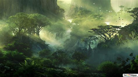 Fantasy Jungle Waterfalls Hd Wallpaper Download