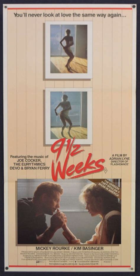 All About Movies 9 12 Weeks Movie Poster Original 1986 Daybill Mickey Rourke Sexy Kim Basinger