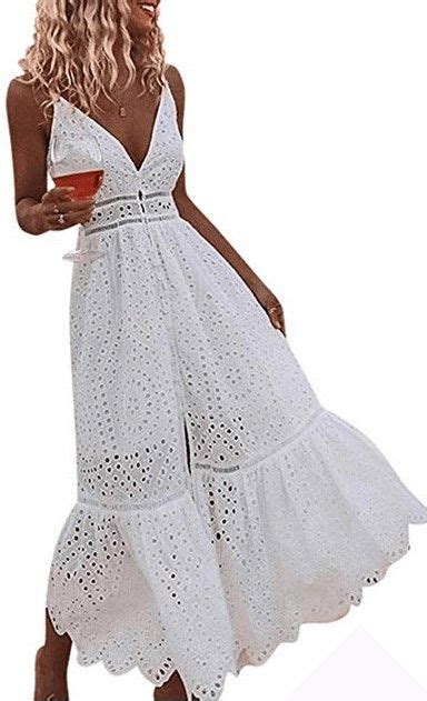 White Summer Dress Long Perfect For Vacation Or Beach Party Amz Aff