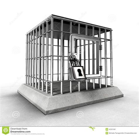 Locked Prison Cage With Heavy Metal Bars Stock Illustration Illustration Of Enclosure Lock