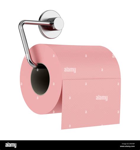 Pink Toilet Paper On Holder Isolated On White Stock Photo Alamy