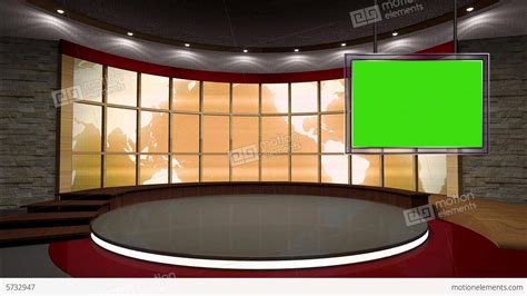 News Tv Studio Set 38 Virtual Green Screen Backgro Stock
