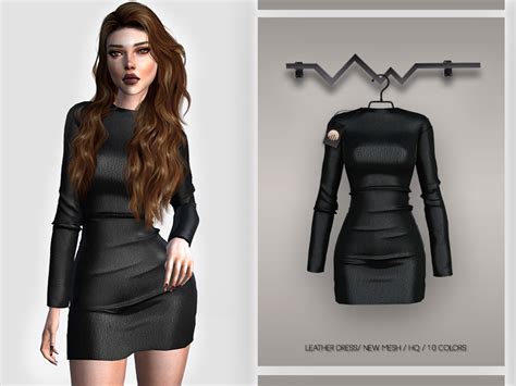 Leather Dress Bd388 By Busra Tr From Tsr Sims 4 Downloads
