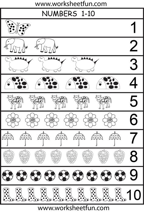 Preschool Numbers 1 10 Worksheets