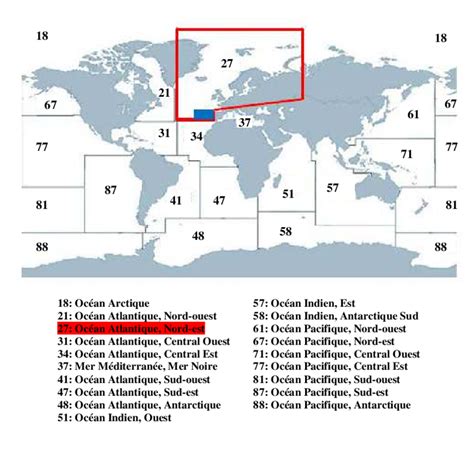 Table 1 describes the marine subareas considered in this. 6 Localisation géographique de la zone FAO 27 (en rouge ...