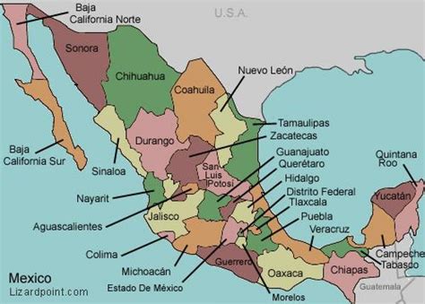 Map Of States Of Mexico Map States Of Mexico Central America Americas