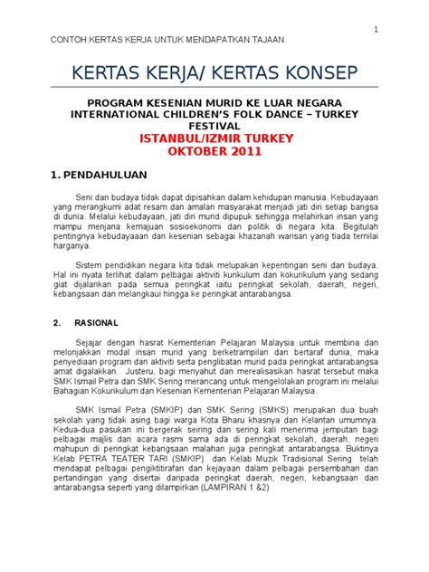 Dalam kumpulan sambil memegang tali. 3. Contoh Kertas Kerja Sekolah