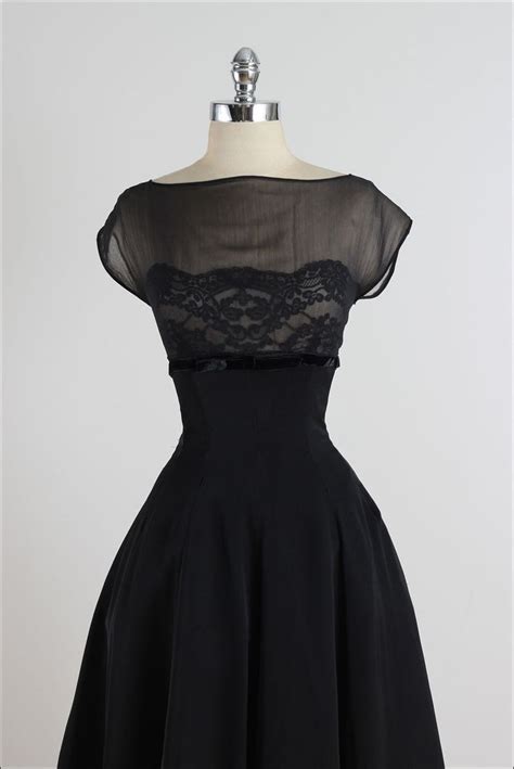 Vintage 1950s Suzy Perette Black Silk Lace Dress Vintage 1950s