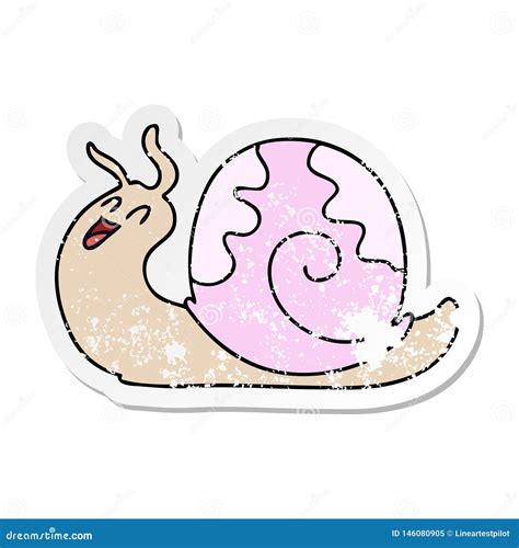 Distressed Sticker Of A Quirky Hand Drawn Cartoon Snail Stock Vector