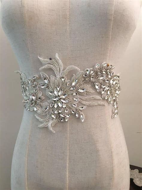 Luxury Rhinestone Beaded Lace Applique Pair Wedding Gown Bridal Dress