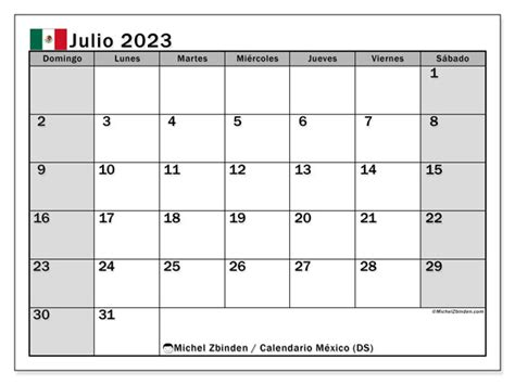 Calendario Julio De 2023 Para Imprimir “446ds” Michel Zbinden Mx