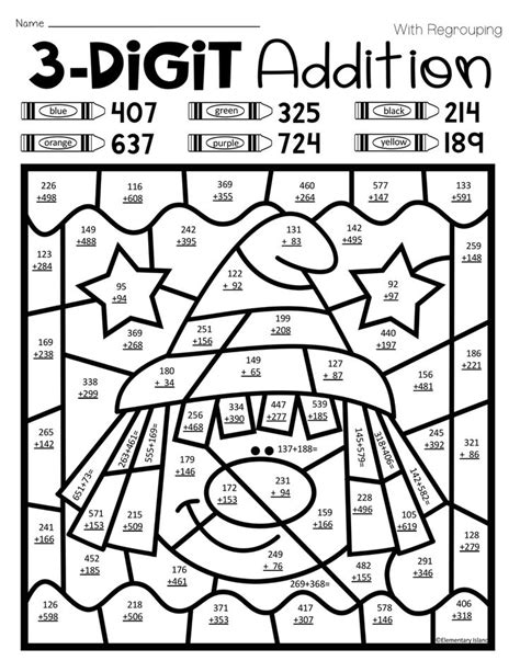 3 Digit Addition Coloring Pages Coloring Home