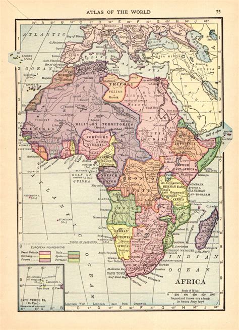 1910 Antique Africa Map Vintage Map Of Africa Gallery Wall Art Etsy