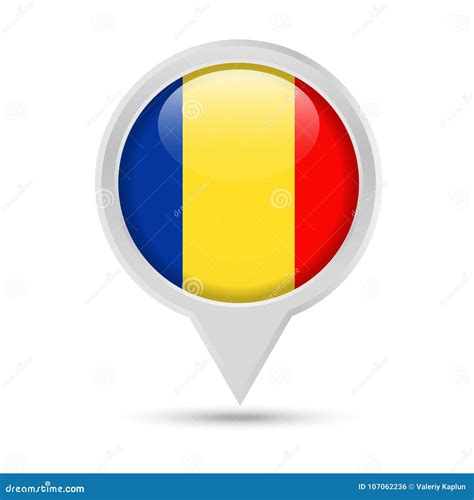 Romania Flag Round Pin Vector Icon Stock Illustration Illustration Of